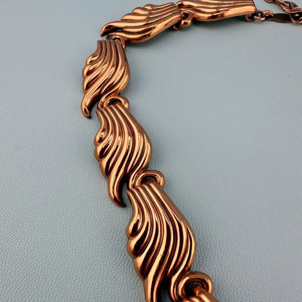 Vintage Renoir Necklace Copper Wing Shaped Links Adjustable 14